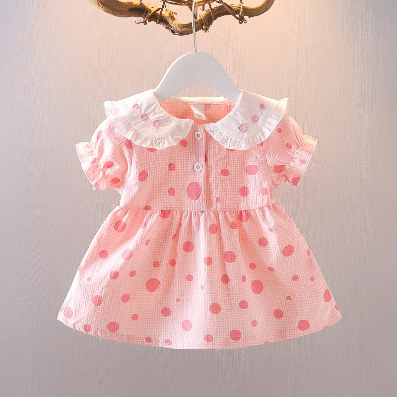 

Summer Baby Girl Dress Plaid Polka Dot Print Newborn Infant Dresses Princess Birthday Dress Infant Fashion Casual Dress