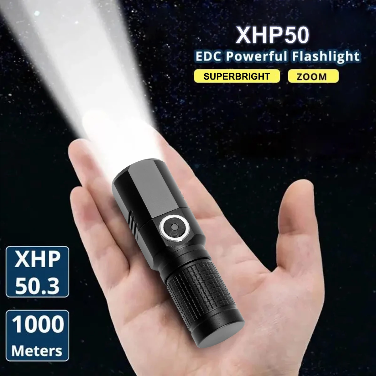 XHP50 200 Ом светодиодный фонарик USB мини-фонарик перезаряжаемый зум рыболовный