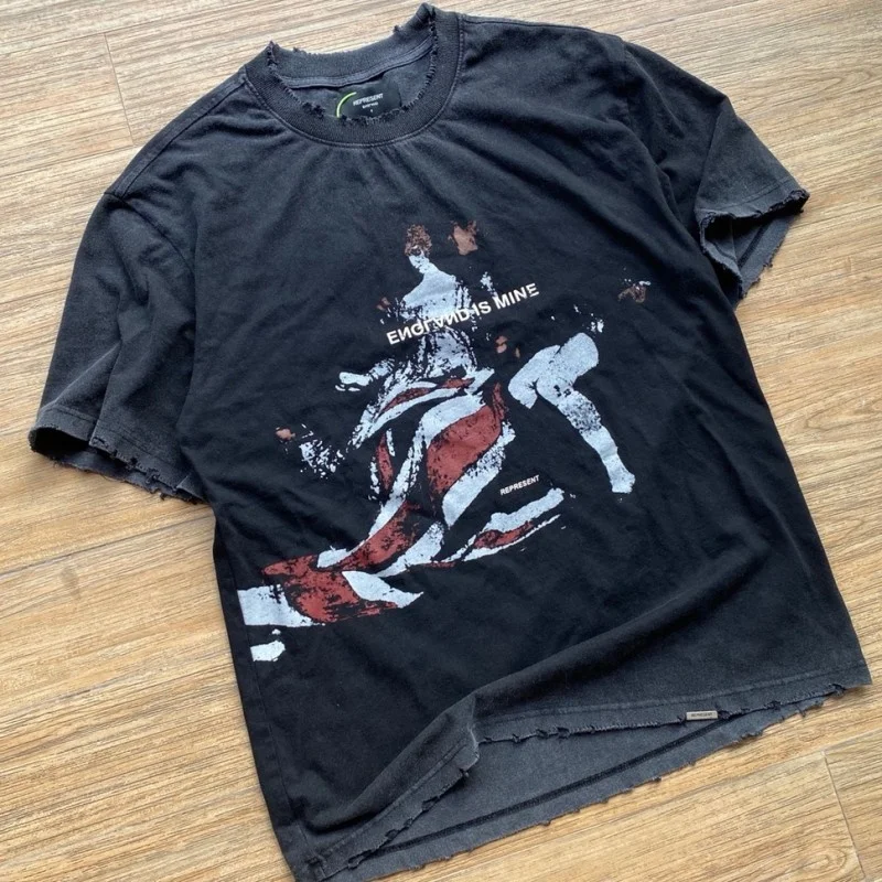 

Men Women Represent ENGLAND T Shirt 1:1 High Quality Tee Oil Painting Graphic Represent T-shirt Washed Vintage Top Tees