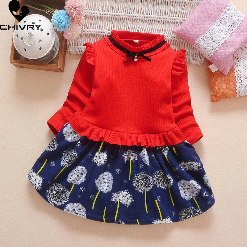 

Girls Dress Clothing Sets Spring 2022 Baby Girls Long Sleeve O-neck Gauze Patchwork Dress Fashion Dandelion Princess Dresses