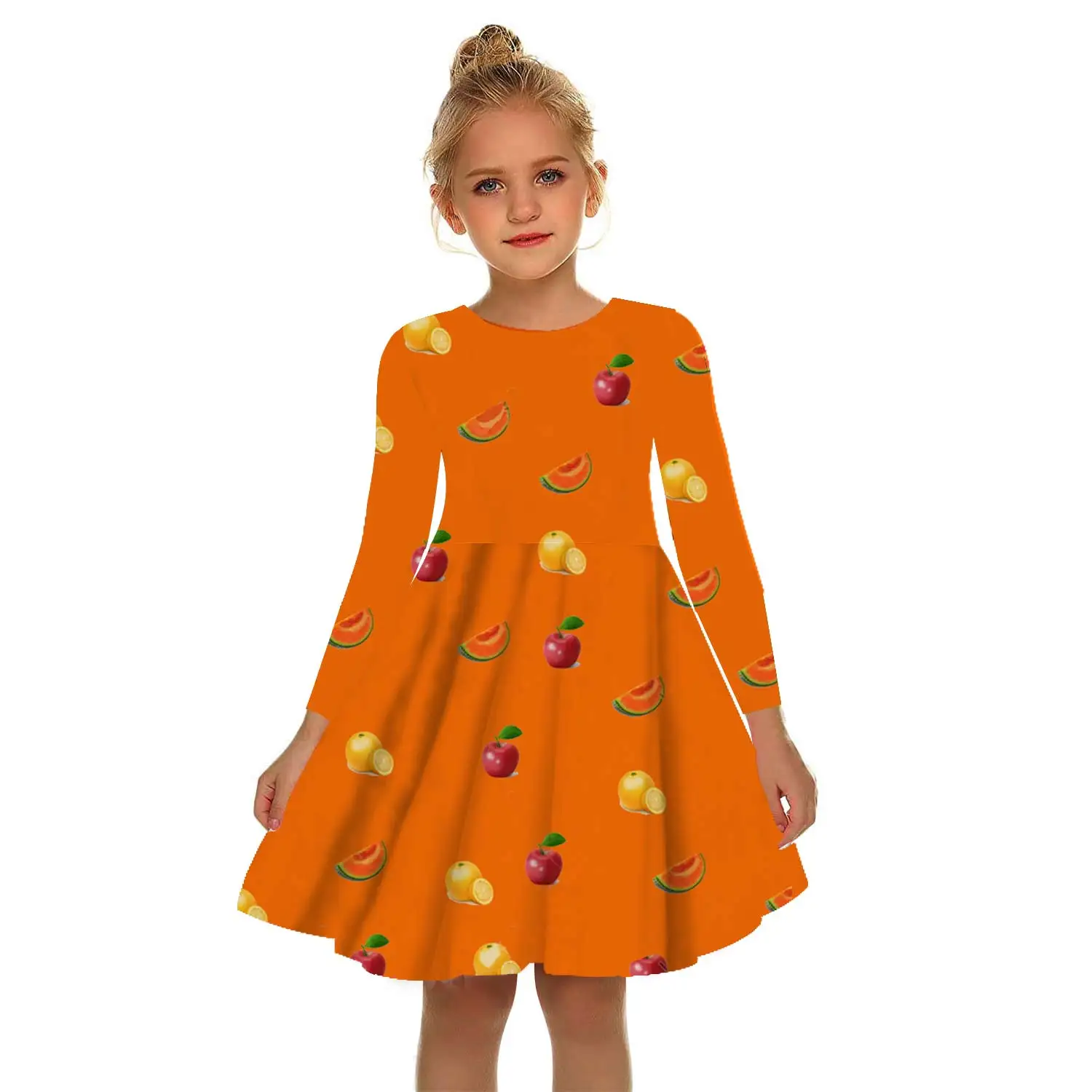 

Fruit Skirt Color Girls Dress White Girl Summer 3D Print Princess Dress Irregular Tutu 2-17Y Pink Children Leisure Fruit Dresses