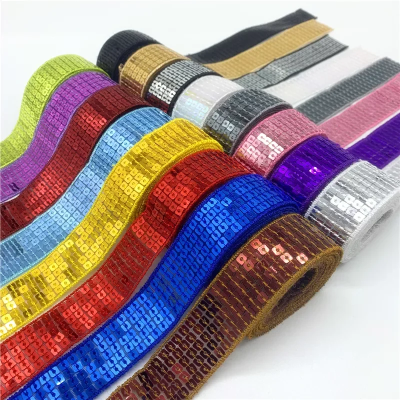 

25mm Colorful Sequins Ribbon Lace Trim Sequin Sewing Fabric For Crafts Sewing Cloth Accessory Sequin Trim