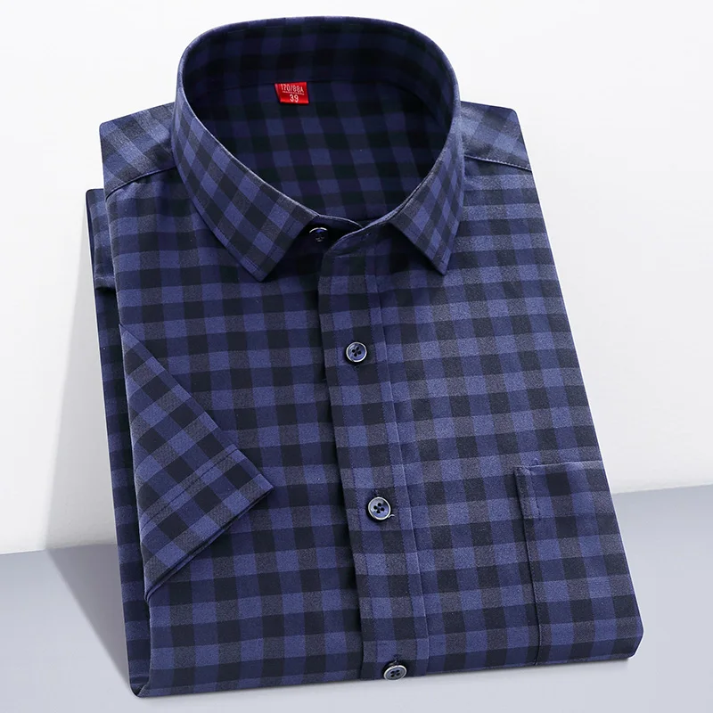 Shirt Plaid Men's Short Sleeve Shirt Summer Thin Checkerboard Pattern Loose Fashion Non-iron Korean Youth Style Slim Fit Clothes