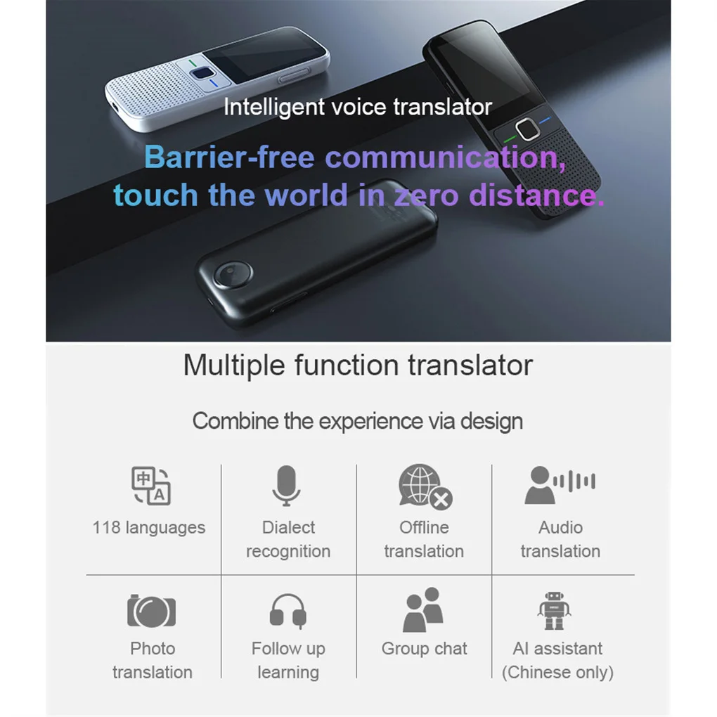 Handheld Language Translator Rechargeable Two-Way Voice Accurate Mini Interpreter Device Portable Vacation Equipment