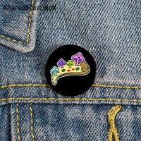 mushroom pizza printed pin custom funny brooches shirt lapel bag cute badge cartoon cute jewelry gift for lover girl friends