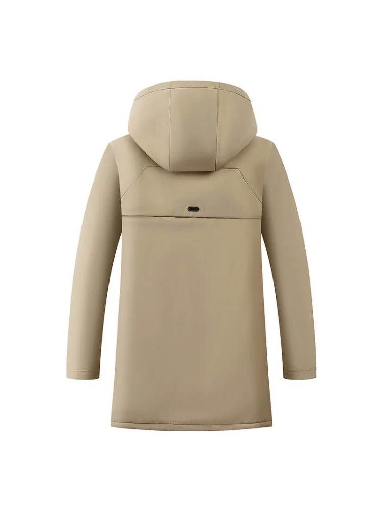 New Parkas Jackets for Men  Long Hooded Coat Winter New Warm Thick  Fleece Parkas Jacket Mens Cotton Windproof Solid Color Coats