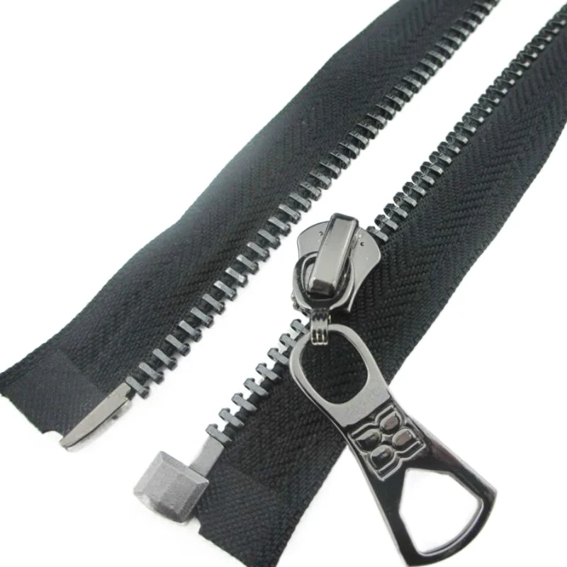 

2pcs/Lot 8# 60 To 100cm Luxury Metal Zipper All Black Single Open Overcoat Jacket Repair Tailor Sewing Accessories