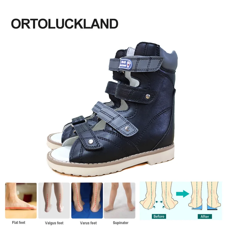 Boy Sandals Orthopedic Shoes For Kid High Top Summer Leather Children Toddler  Correct Supinator Pronator Flatfeet enlarge