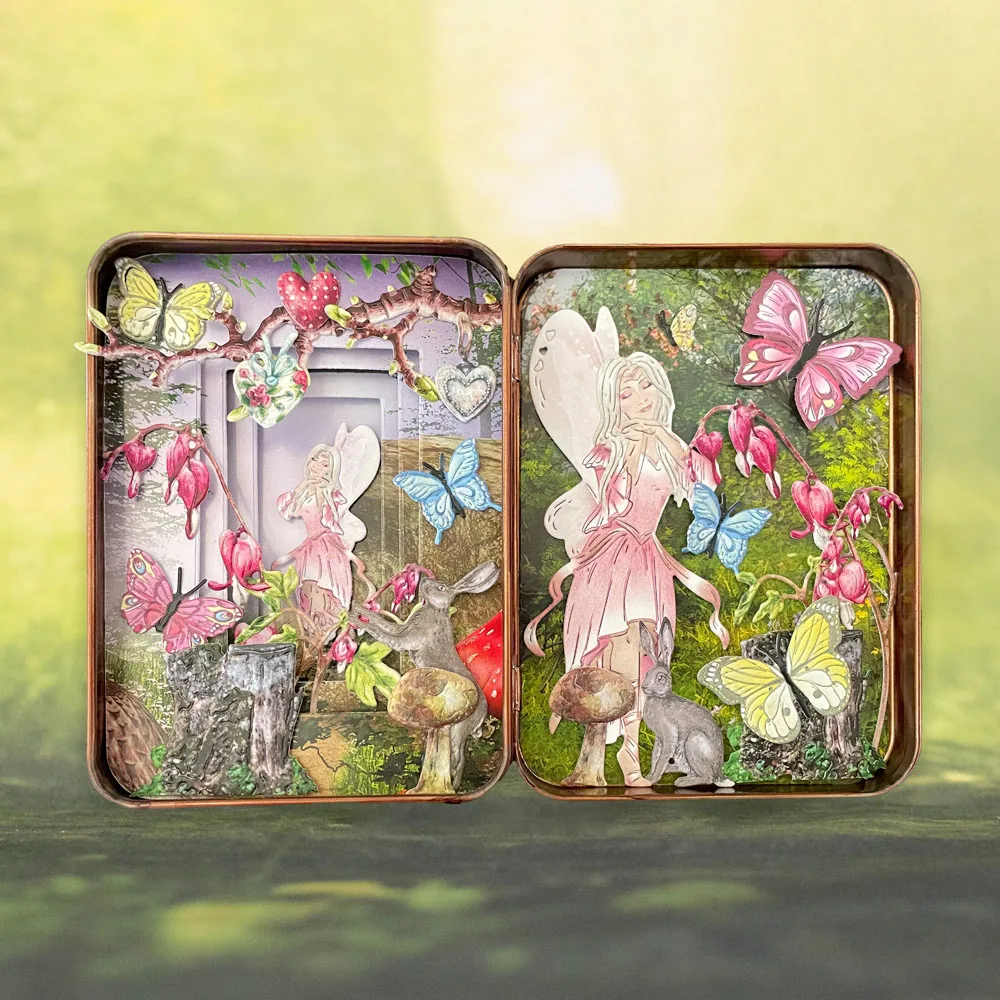 Ветви и висящие сердца бабочки Любящая фея выпуск февраль 2023 года металлические ножи для вырубки для скрапбукинга бумажного ремесла.