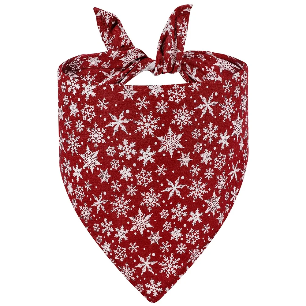 

New Cute Christmas Cat Dog Bandana Bibs Cartoon Snowflake Print Dog Cat Bandanas Triangle Scarf Pet Saliva Towel Pet Supplies