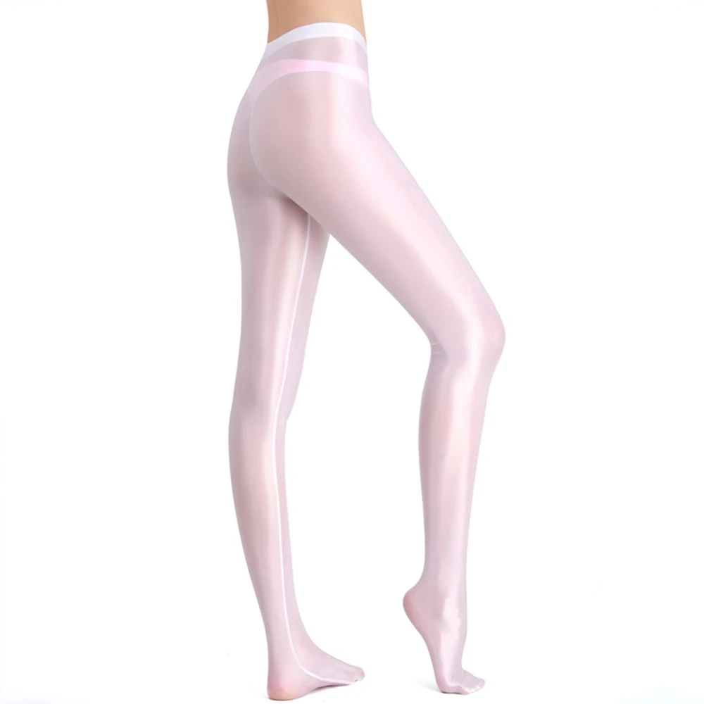 

Satin Oily Glossy Pantyhose Woman Sexy Silky Smooth Stocking See Through Sexy Yoga Pants Female High Waist Shiny Leggings