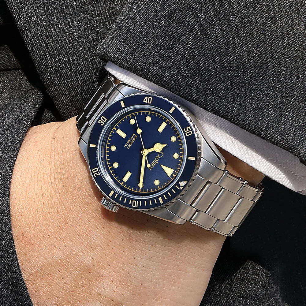 Скидка CADISEN C8206 мужские часы 38 мм 20 бар Diver винтажные NH35A Movt автоматические часы мужские механические наручные часы сапфир ретро часы