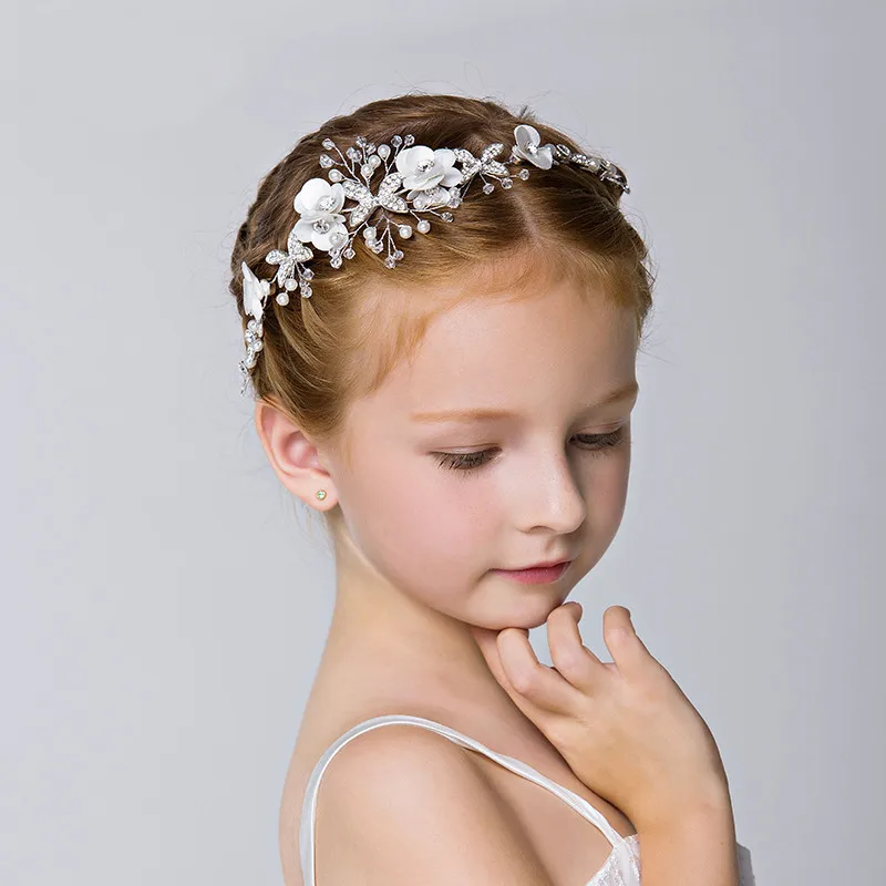 

New Children's Hair Accessories Girl Headdress Princess Headband Girl Head Flower Birthday Accessory White Designer Headbands