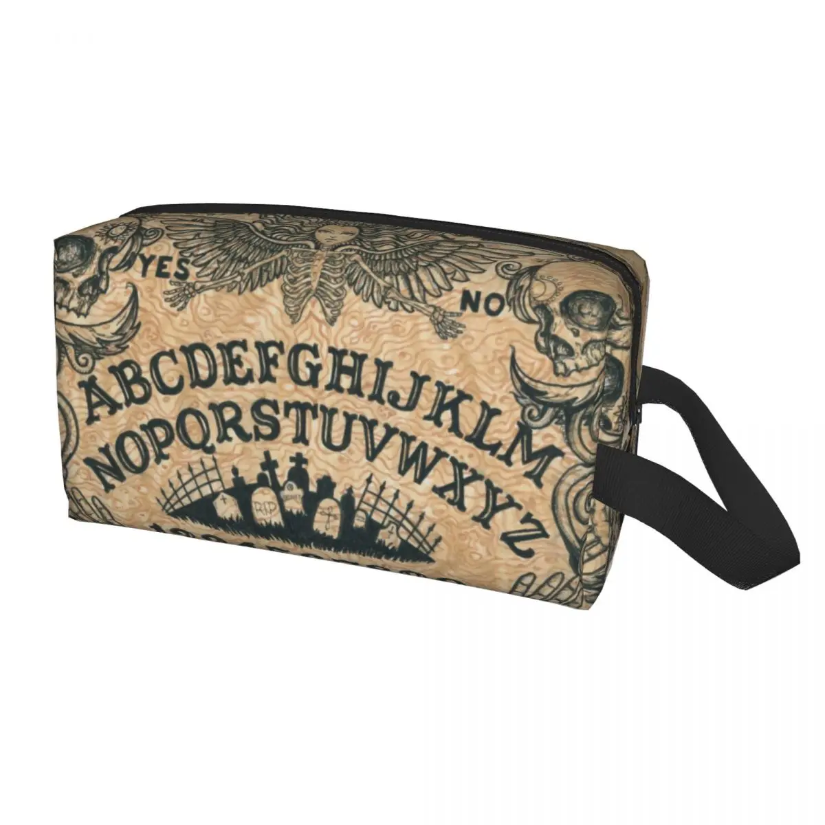

Angel Of Death Witch Board Toiletry Bag Ouija Halloween Skull Makeup Cosmetic Organizer Ladies Beauty Storage Dopp Kit Case