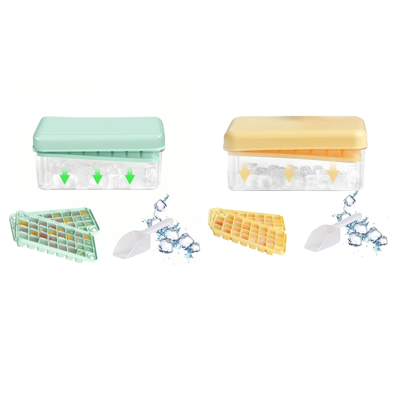 

Ice Trays With Lid Fit For Freezer Ice Maker Mold With Container 60 Ice Trays Easy-Release Ice Green