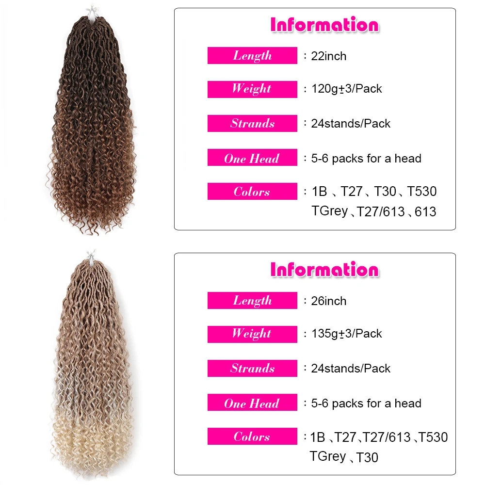 Synthetic New Goddess Locs Crochet Hair River Fauxs Locs Braiding With Curly Hair In Middle And Ends Braiding Hair Extensions images - 6