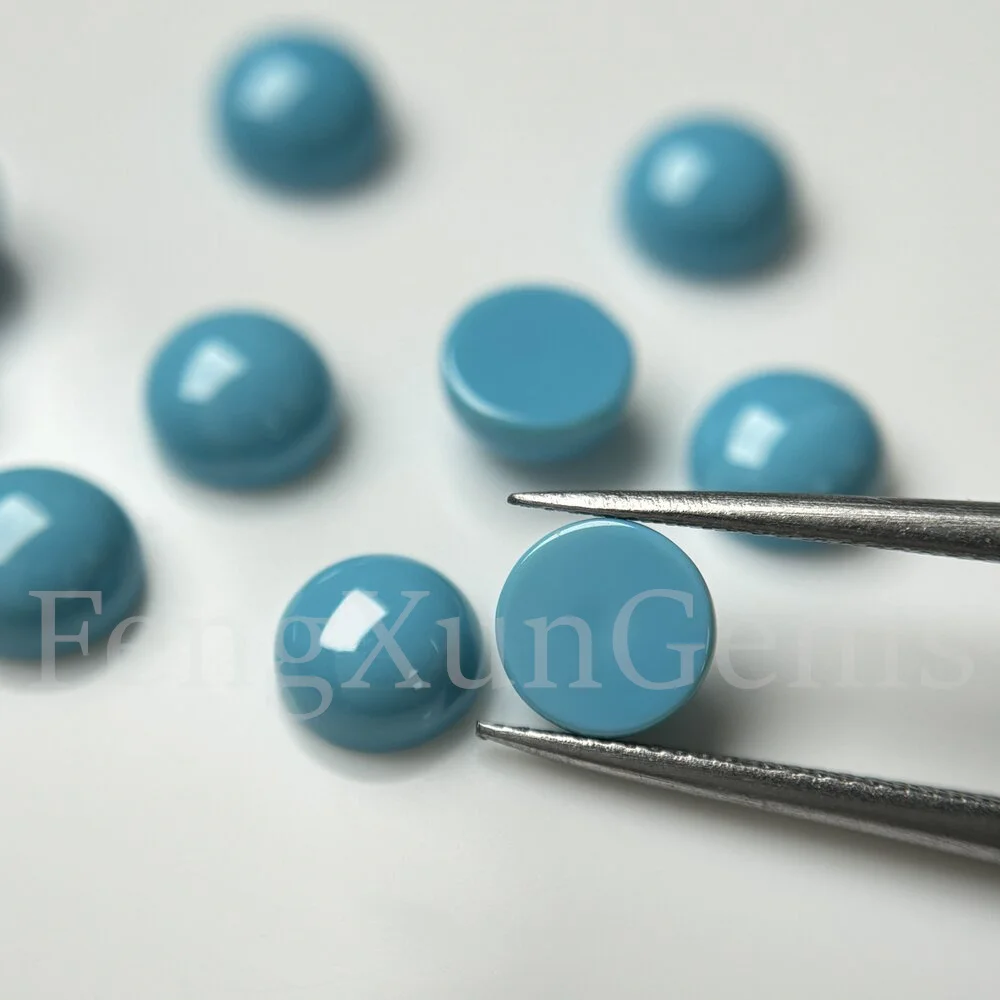 Синий Бирюзовый Круглый термостойкий камень 1-4 мм свободный кабошон с плоским
