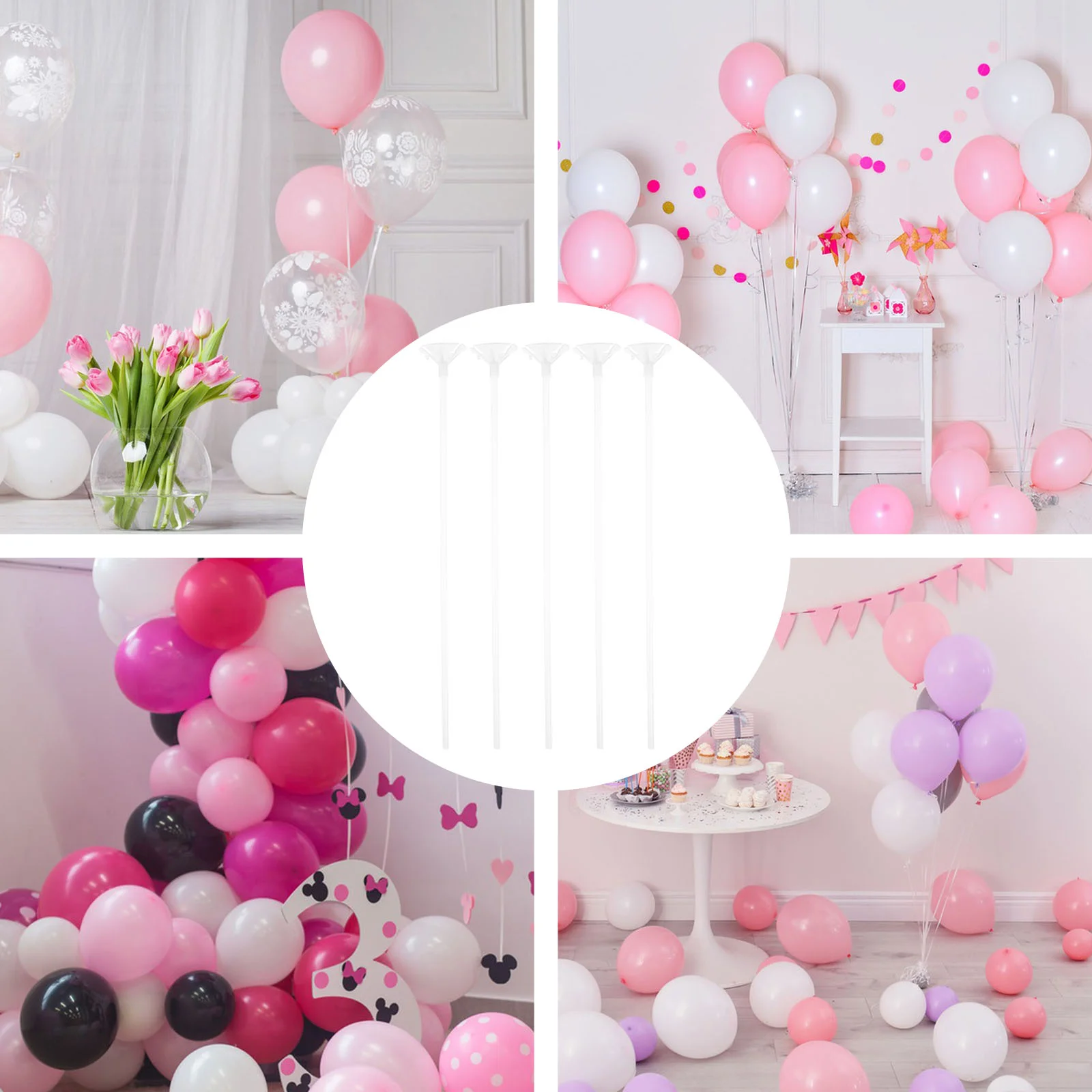 

100 Pcs Balloon Sticks Connector Wedding Holder DIY Clear Balloons Table Centerpiece Ornaments Accessories Tall Plastic