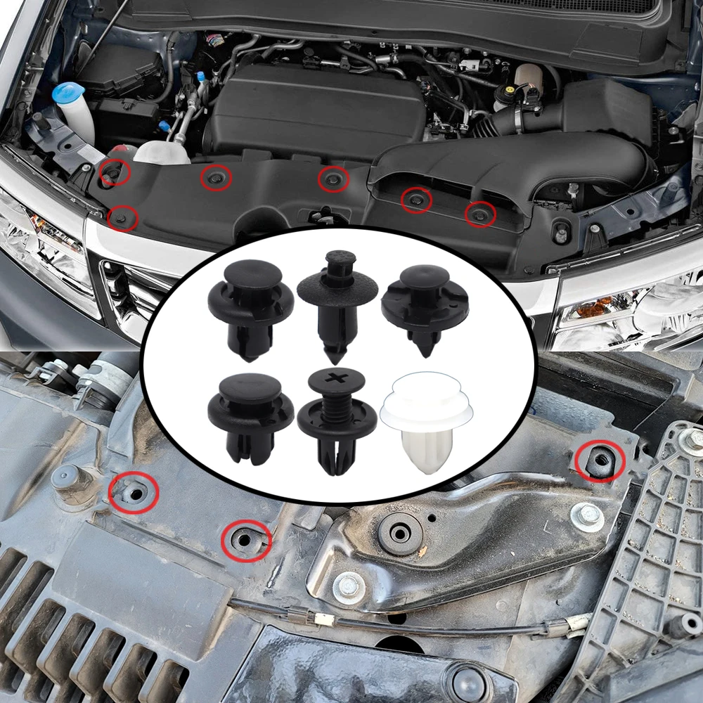 

60Pcs For Honda Universal Push Fit Rivet Fastener Bumper Side Skirt Trim Boot Hood Lining Upholstery Engine Bay Shield Cowl Clip