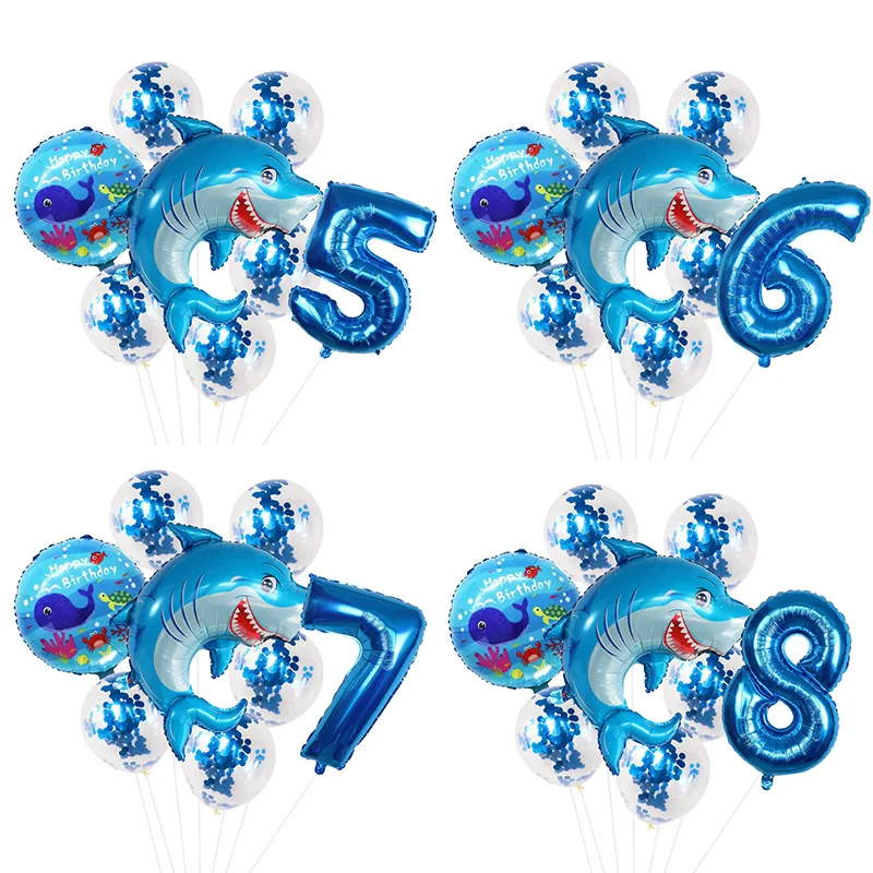 

1Set/Pack Sea Animal Birthday Party Decorations Baby Shower Balloons Shark Dolphin Whale Octopus Cartoon Aluminum Foil Balloons