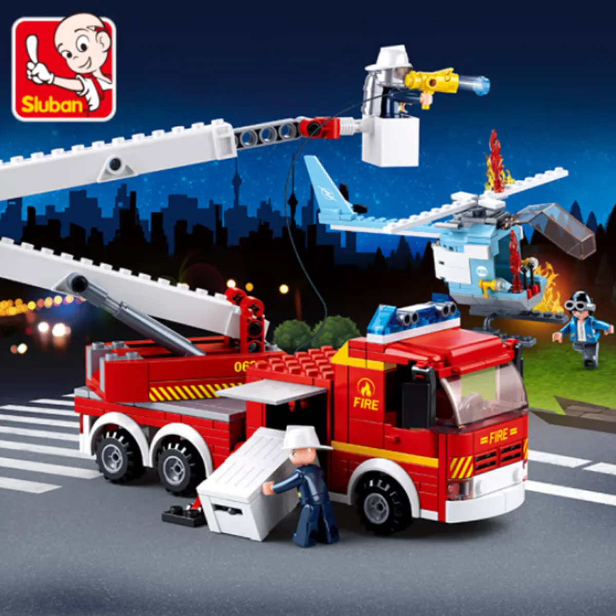 

Sluban Building Block Toys City Fire Fighter 394PCS Bricks B0627 Elevating Platform Fire Truck Compatbile With Leading Brands