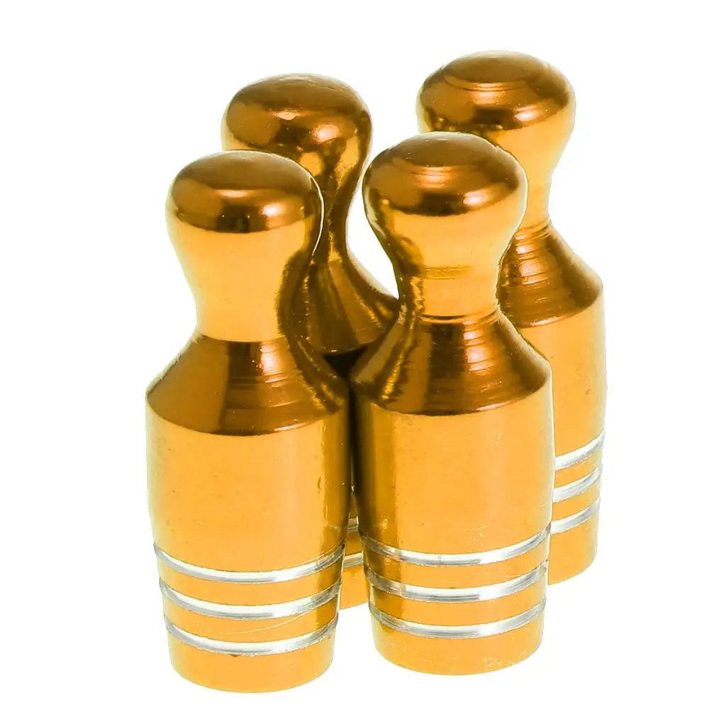 

4 Pcs Car Motorcycle Gold Bowling Type Tyre Tire Wheel Stem Air Valve Cap
