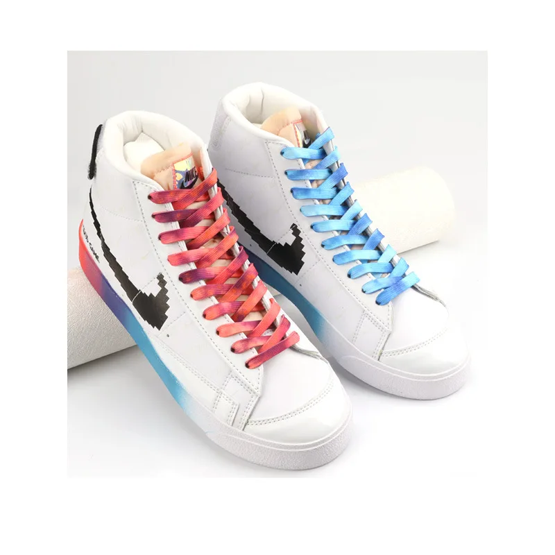 Gradient Colors Shoe Laces in for Tie Dye Sports Shoes Boots Sneakers Skates Flat Colorful Shoelaces