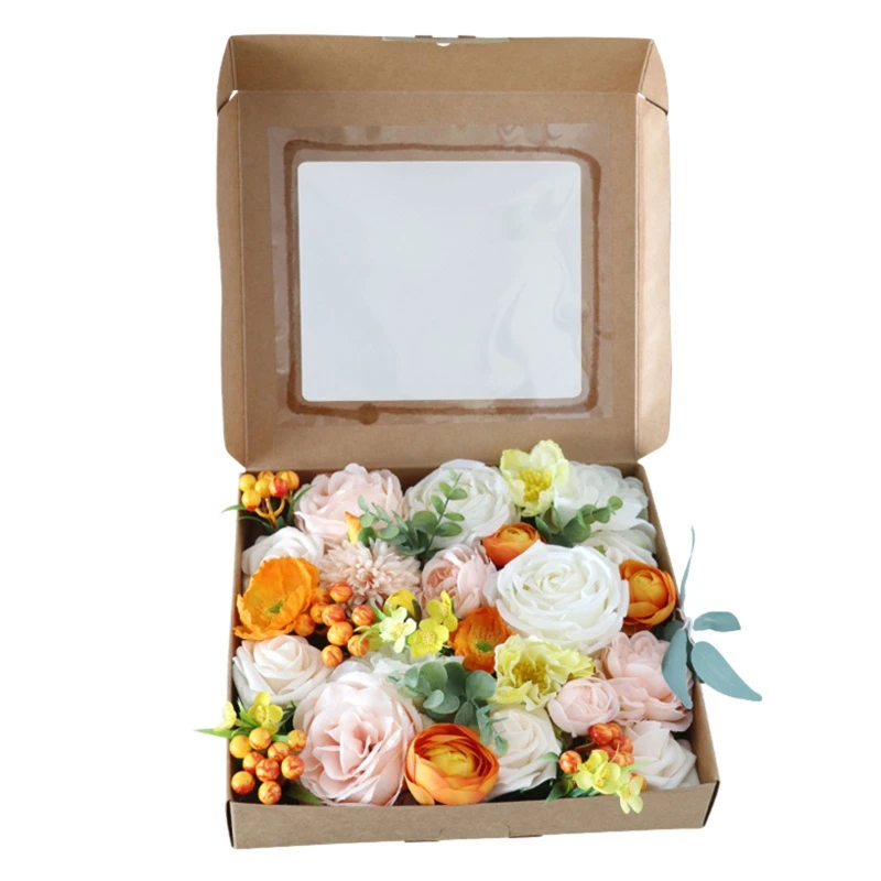 

Pink Orange Artificial Artificial Flowers Box Set for DIY Wedding Bouquets Centerpieces Arrangements Party Baby Shower