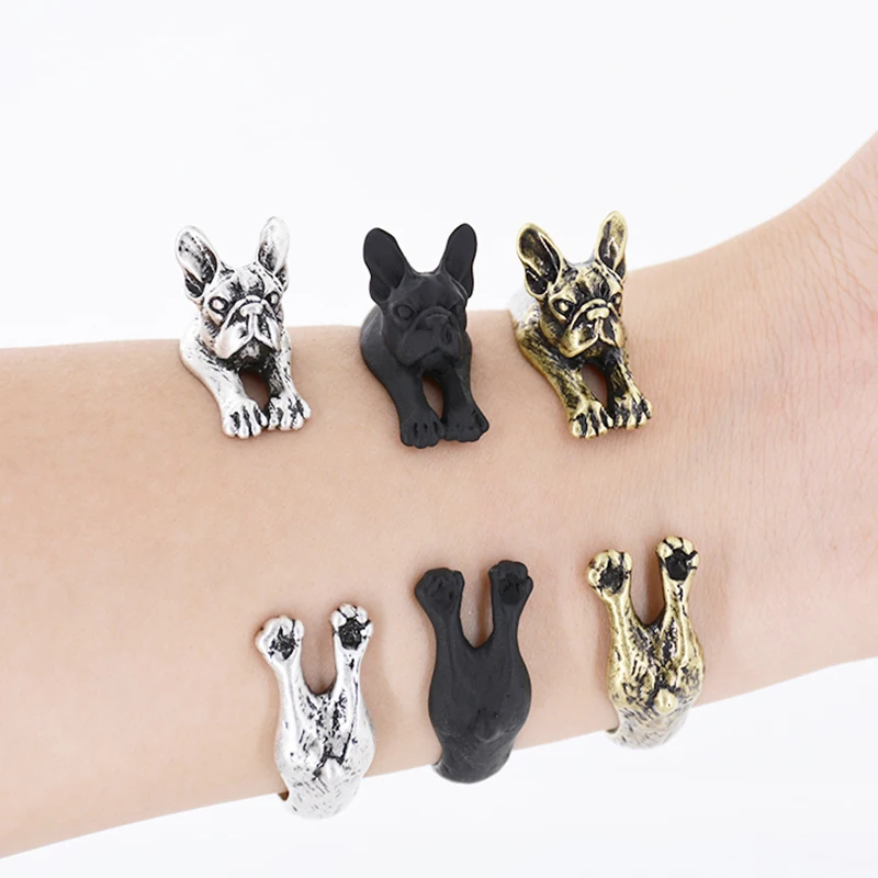 Винтажные милые Французские бульдоги и такса Мопсы браслет с собаками браслеты