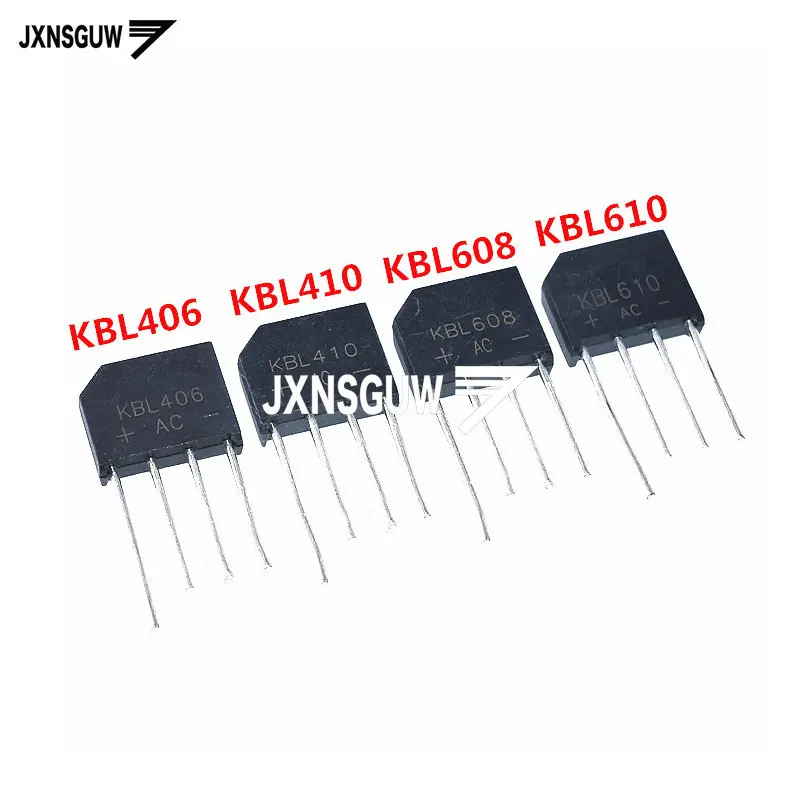 

20PCS NEW Flat bridge KBL406 KBL410 KBL608 KBL610 KBL408 4A6A 1000V rectifier bridge stack full bridge Bridge rectifier 406 410