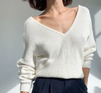 new fashion autumn 2021 sweater for women knitted top classic basic v neck pullovers sweaters blue soft girl knitted jumpers
