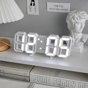 LED Digital Clocks Alarm Nordic Wall Clocks Hanging Watch Snooze Table Clocks Calendar Thermometer E