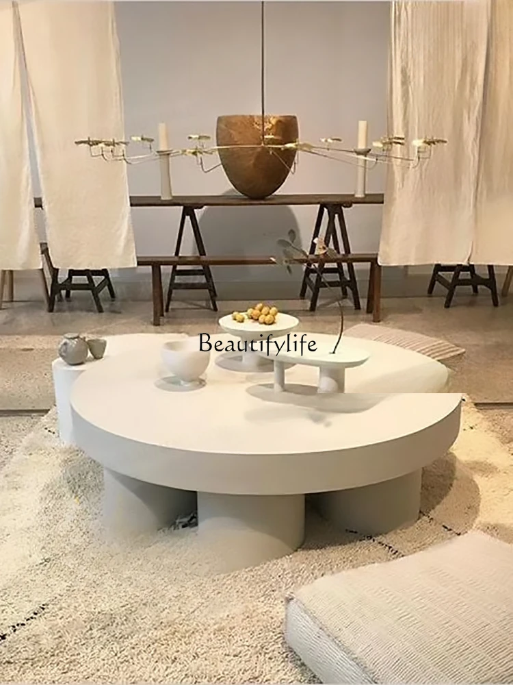 Фото Журнальный столик Nordic I в датском стиле с ножкой слона, табурет B & B, модель комнаты, круглый журнальный столик №2