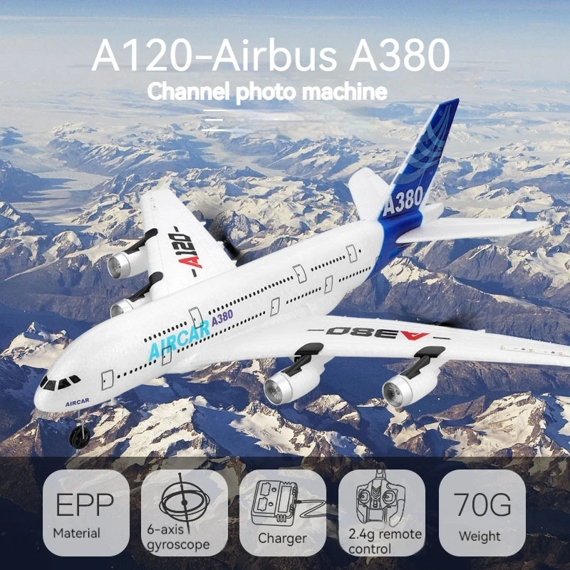 

Remote-controlled Wireless Aircraft Weili Xk A120- Airbus A380 Three-channel Camera Push-back Dual-power Gliding Aircraft Model