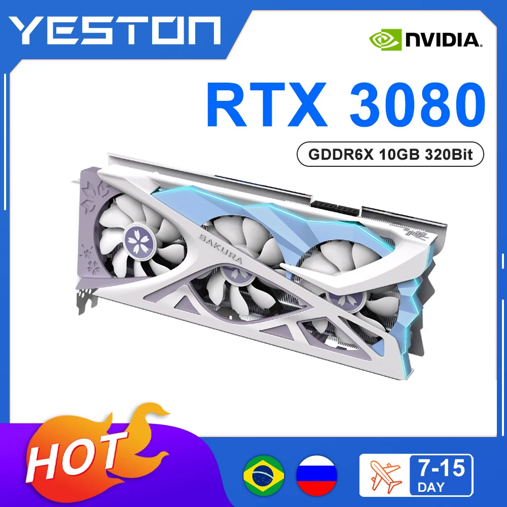 

YESTON New RTX 3080 rtx 3080 10G 10GB Graphic Card DDR6X 320bit Gaming Video Card RGB GeForce Desktop NVIDIA GPU placa de vídeo