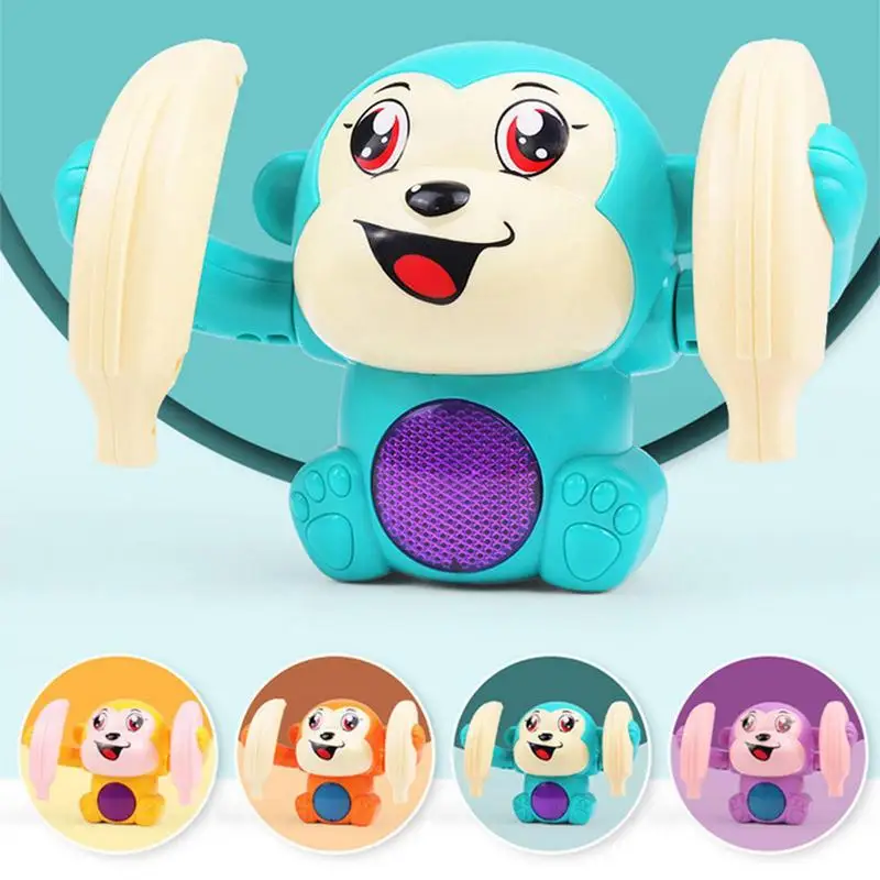 

Rolling Monkey Holding Bananas Voice Control Baby Musical Toys Electric Flipping Dancing Toy Talking and Rolling Gift for Toddl