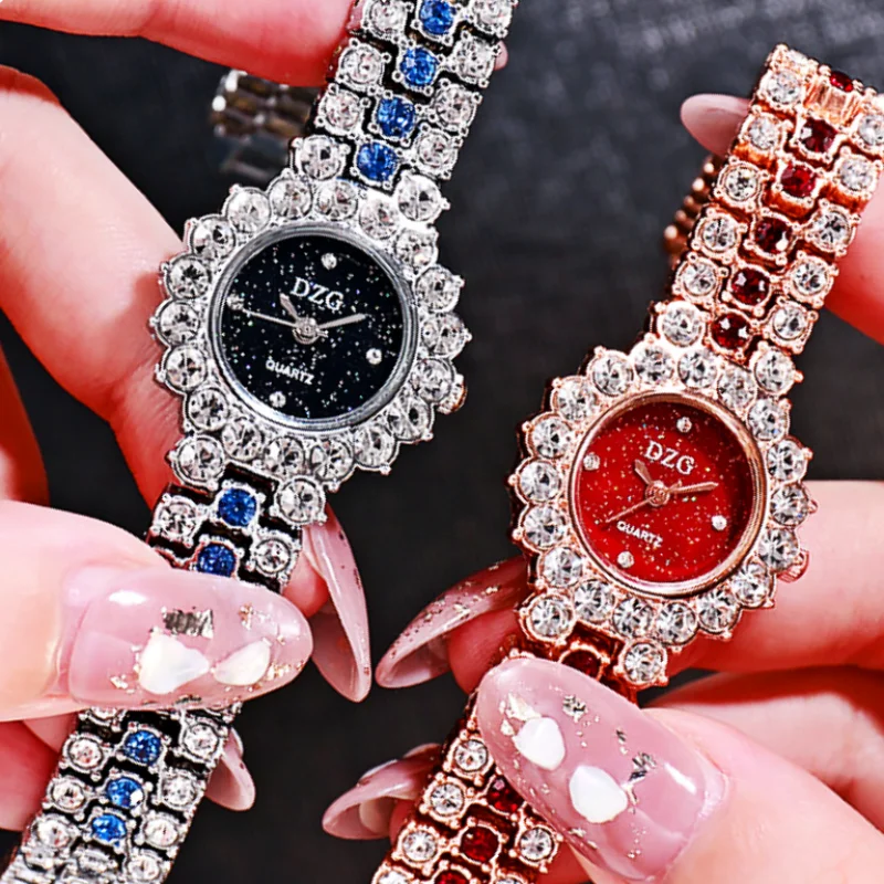 Colorful diamond watch women full of stars steel belt full of diamonds women's watch luxury dial set diamond star bracelet watch