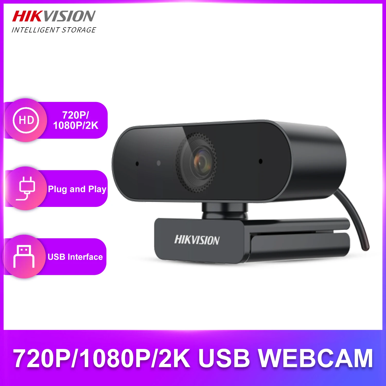 Hikvision kamera kamerası 1080P 2K 4K tam HD Webcam mikrofon Web USB kamera kamera için PC bilgisayar dizüstü bilgisayar masaüstü canlı Video