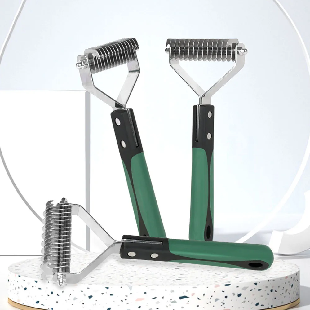 

Dogs Comb Double Sided Professional Undercoat Pet Rake Brush Gently Removes Loose Undercoat Mats & Tangled Hair for Dogs & Cats