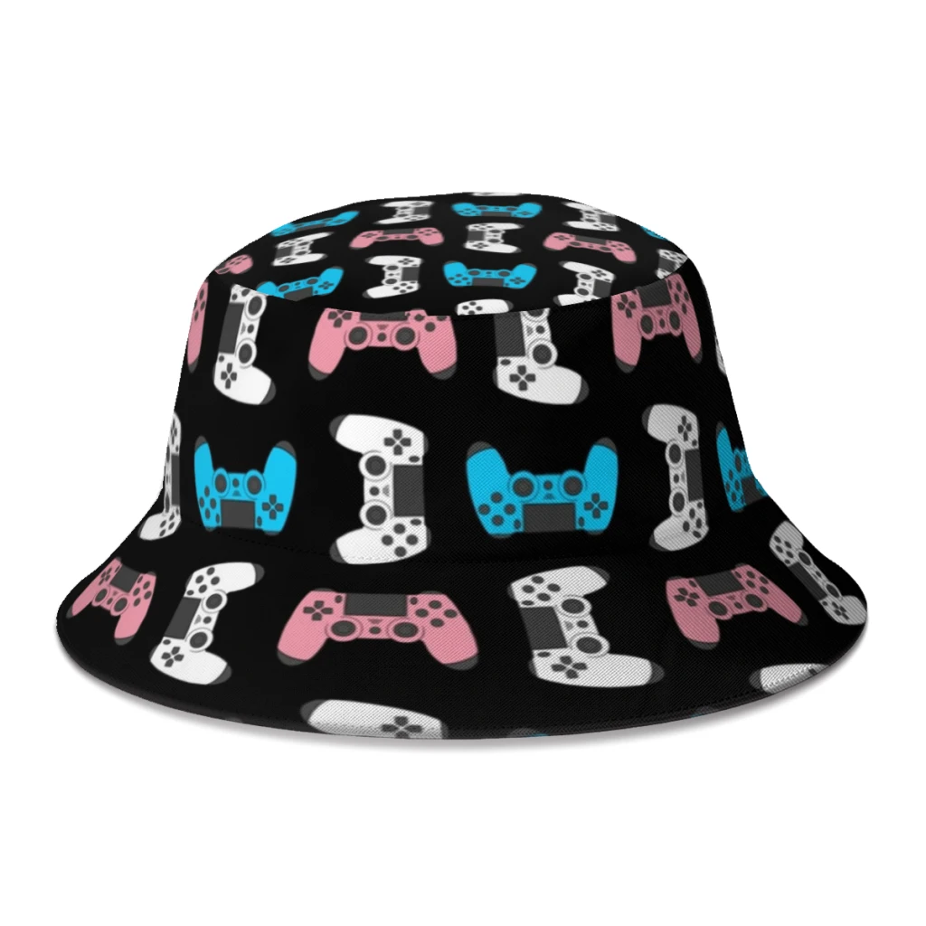 

Winter Trans Remote Pride Pattern Bucket Hats for Unisex Creative Video Game Controller Fisherman Hats Decorative Caps