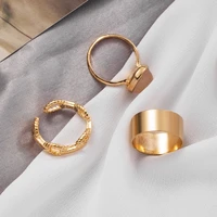 3pcs punk gold color rings female set of rings finger knuckle couple rings set for women rock jewelry