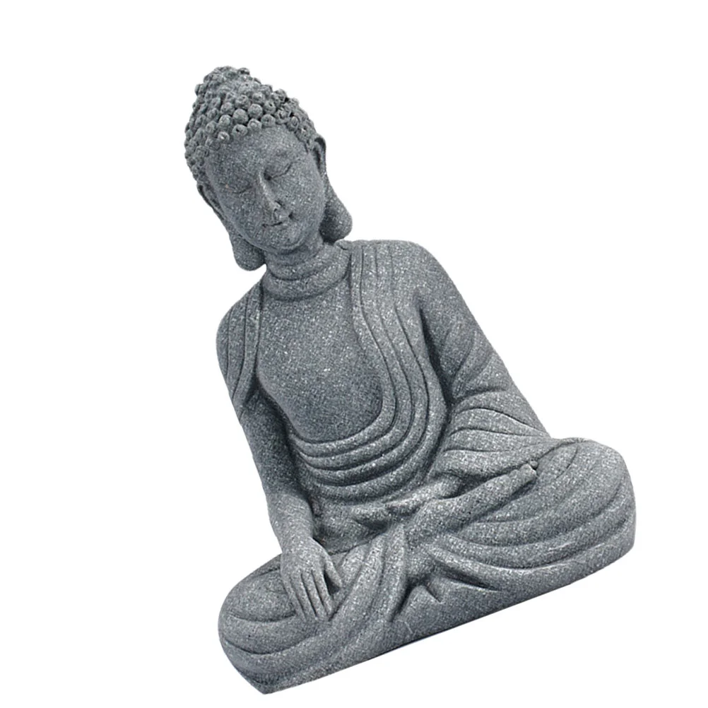 

1pc Sandstone Statue, Thinking Figurine, Meditating Zen Model, Decorative Sculpture Praying Figurine- Sitting