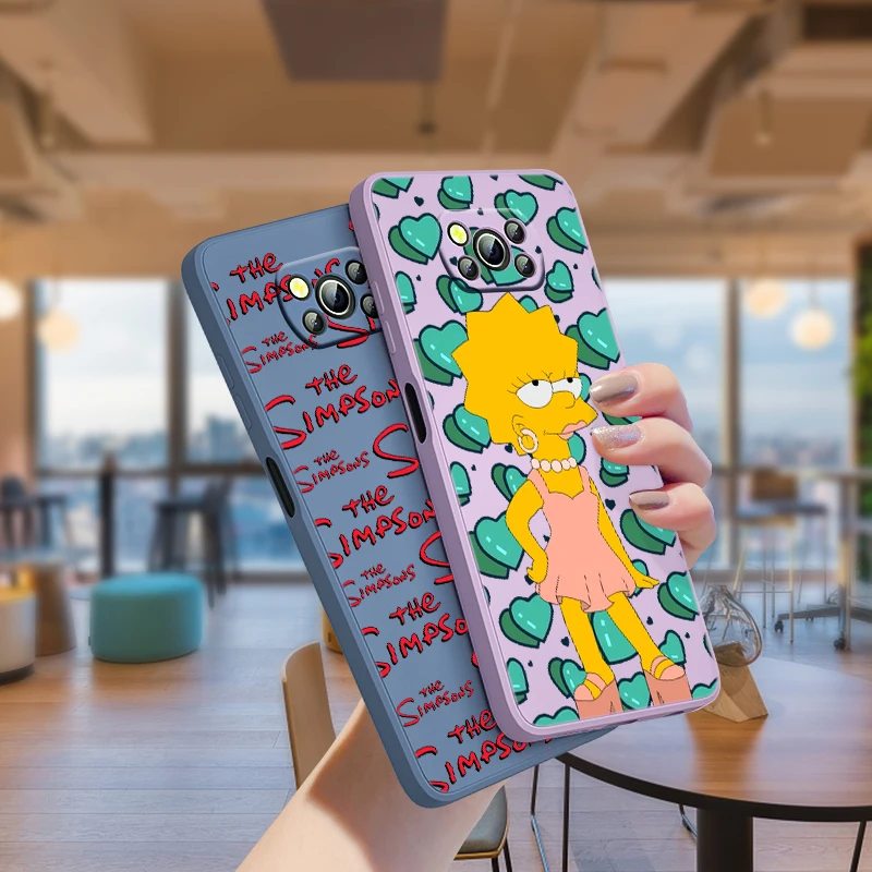 

Cute Cartoon The Simpson For Xiaomi Poco X3 NFC F3 GT X2 M4 M3 M2 Redmi 9A Note 10S 10 9 Pro Liquid Silicone Rope Phone Case