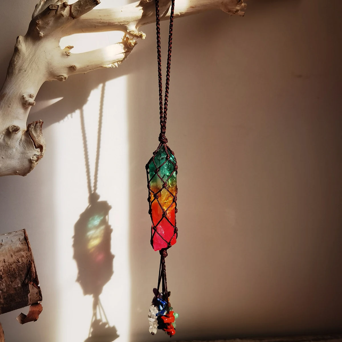 

Crystal Natural Stones Window Car Hanging Ornaments 7 Chakra Home Room Decoration Christmas Gift