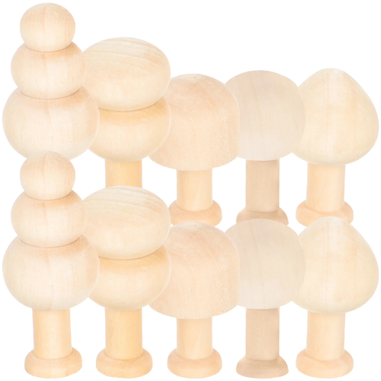 

10 Pcs Small Wooden Mushroom Shapes Unpainted Toy Home Decoration Bulk Toys Kids