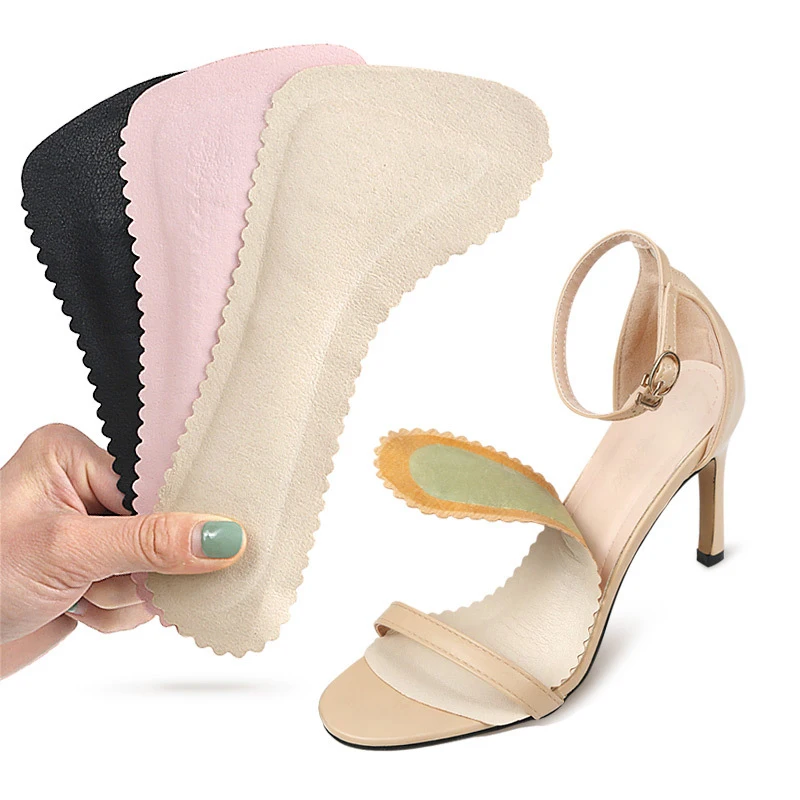 

1Pair Leather Half Pad Anti-Slip Sweat-absorbent Massage Insoles Seven-point Pad Women Feet High Heel Insoles Orthotics Inserts