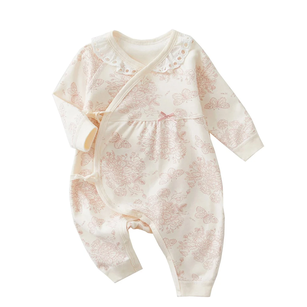 

Детский хлопковый комбинезон с длинным рукавом и цветочным принтом