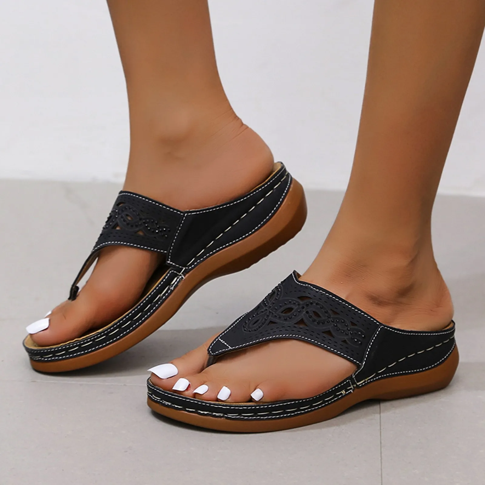 

Breathable Sandals Summer Leather Shoes Leisure Outdoor Slippers Anti-Slip Slide Wear-Resistant Lazy Shoe Beach Women Sandalias