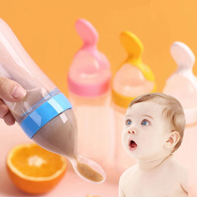 

90ML Baby Silicone Squeeze Bottle Spoon for Newborn Toddler Milk Feeding Bottle Cup Spoon Baby Training Feeder Food Supplement