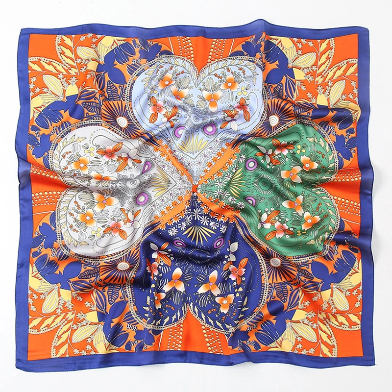 Женский атласный платок летний роскошный Леопардовый шарф Шелковый Хиджаб 70 см